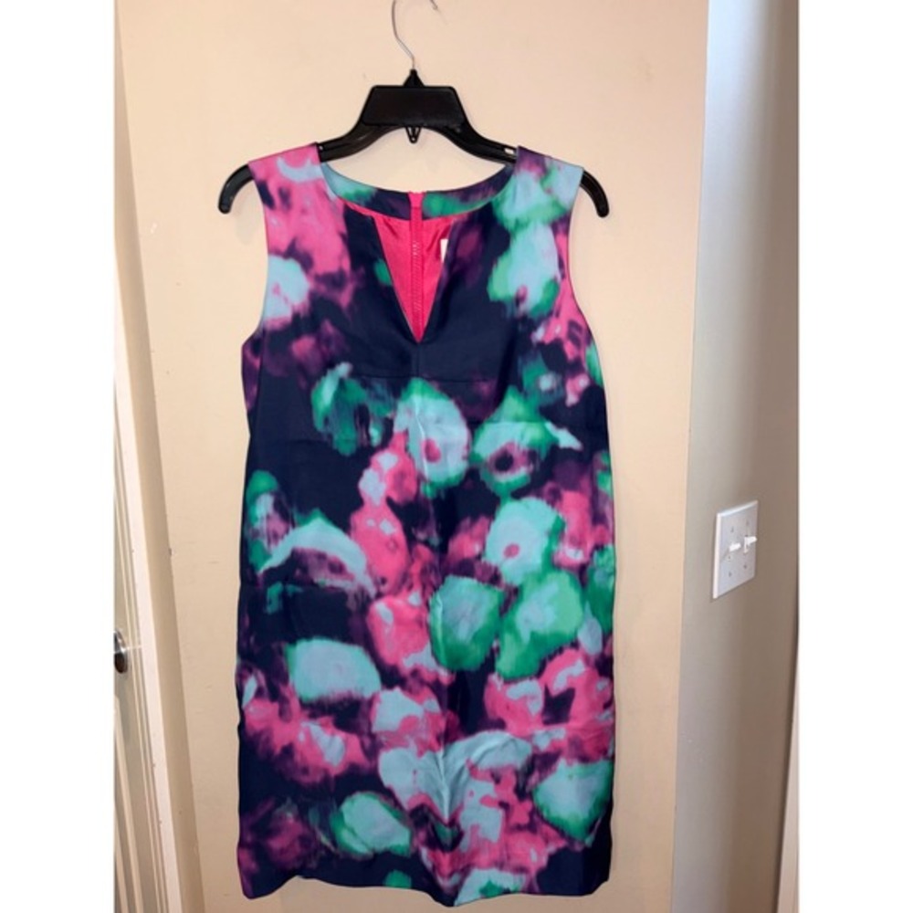 Kate Spade New York Watercolor Floral Shift Dress Navy Pink Green Size 4